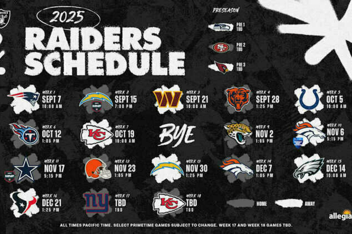 Las Vegas Raiders announce 2025 schedule