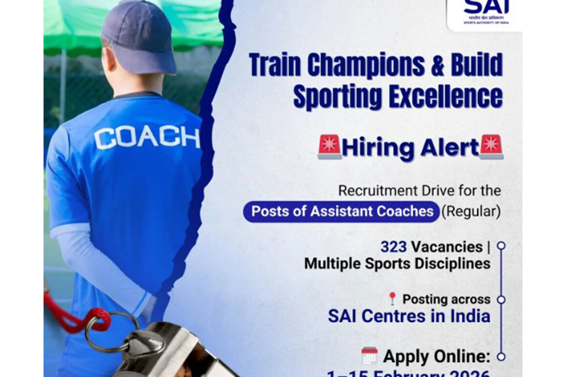Sports Authority of India invites applications for 323 Assistant Coaches in 26 disciplines