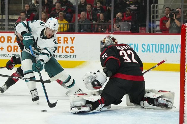 Necas shines as Hurricanes win thriller in OT over Sharks