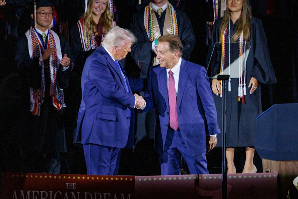WATCH- Trump, Saban, and the Diet Coke story revealed at Alabama commencement
