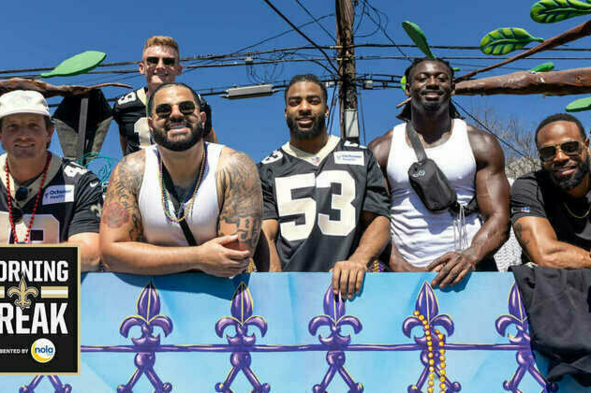 Morning Break: Saints players join the 2025 Krewe of Tucks Parade
