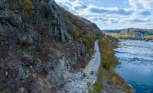  Work on a rockfall mitigation project in West Virginia included rock slope scaling, removal of rockfall hazards, and localised rock bolting