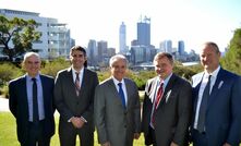 L-R: Kidman general manager Chris Williams, SQM vice president development & planning Pablo Altimiras, SQM chairman Luis Eugenio Ponce Lerou; SQM CEO Patricio de Solminihac Tampier and Kidman managing director Martin Donohue in Perth