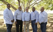  Pembroke CEO Barry Tudor with members of the Barada Barna Aboriginal Corporation. 