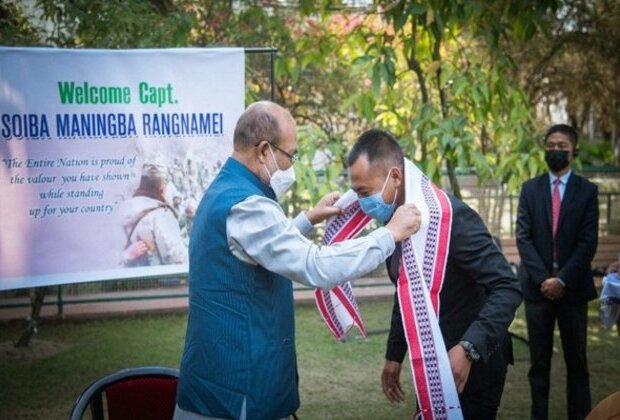 Manipur CM felicitates Captain Soiba Maningba Rangnamei