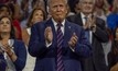 Former President Donald Trump watches the 2024 Republican National Convention proceedings in Milwaukee. Photo: Shutterstock / Ben Von Klemperer