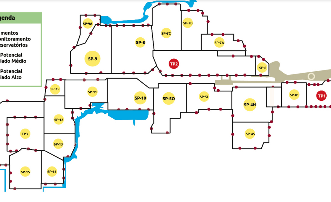 Diagrama com estruturas de rejeitos da MRN