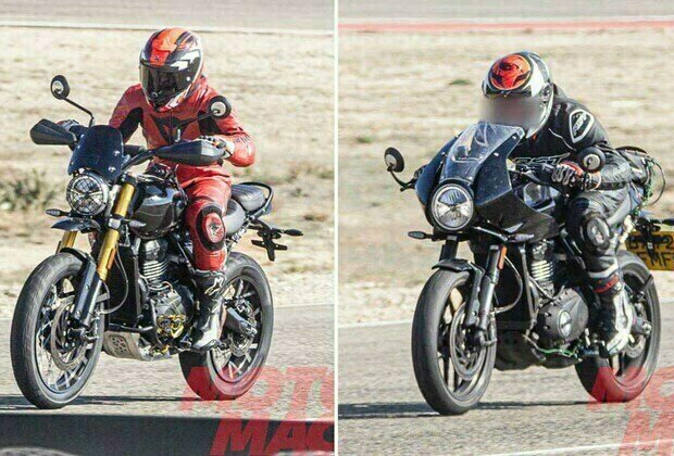 Triumph Scrambler 400X Cross Spoke, Thruxton 400 Spied Together