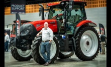  Case IH's Seamus McCarthy with one of the company's new Maxxum tractors. Image courtesy Case IH.