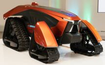  Kubota's concept tractor is unmanned and has four tracks. Image courtesy Kubota Corporation.