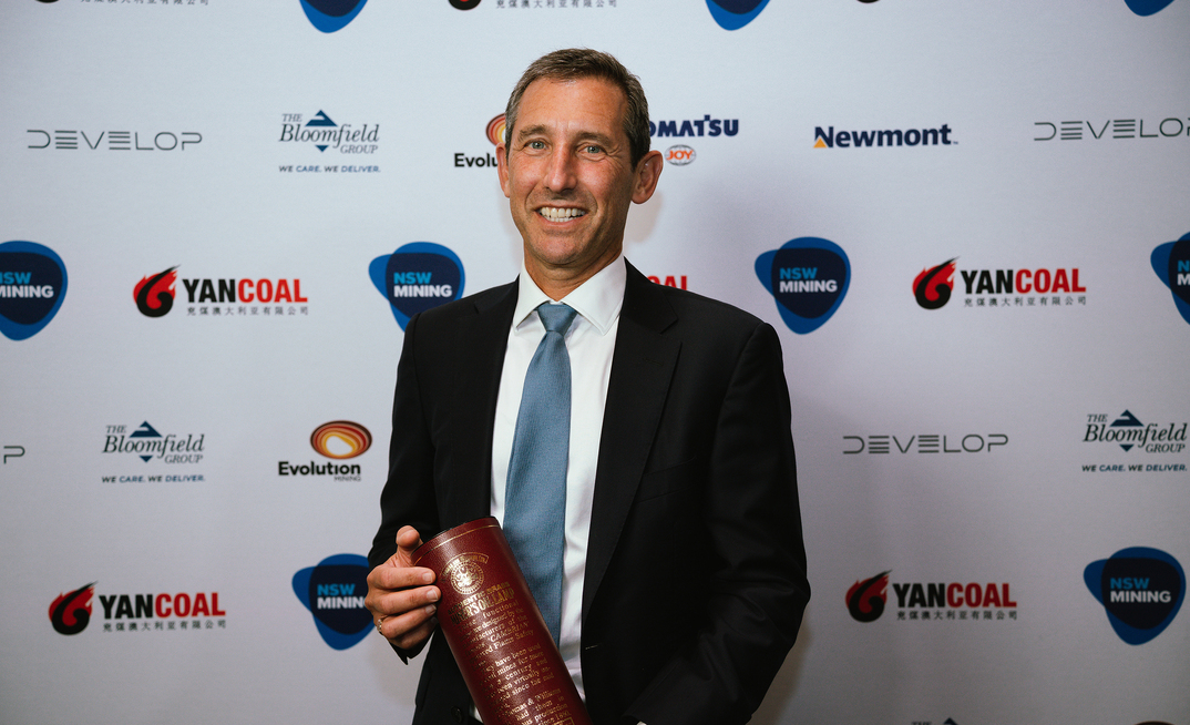 Jake Klein accepting his award.