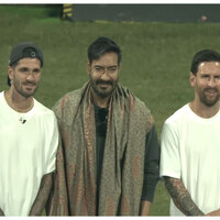 Ajay Devgn meets footballers Lionel Messi, Luis Suarez, Rodrigo De Paul in Mumbai
