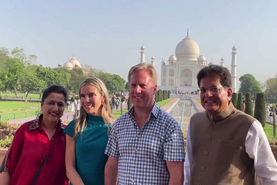 Ahead of FTA signing, Union Minister Goyal, NZ Minister McClay visit Taj Mahal with spouses