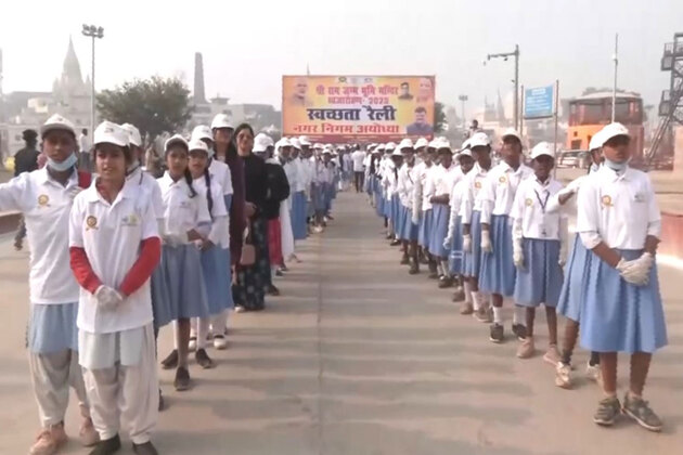 Children lead cleanliness drive in Ayodhya ahead of Ram Janmabhoomi flag hoisting ceremony