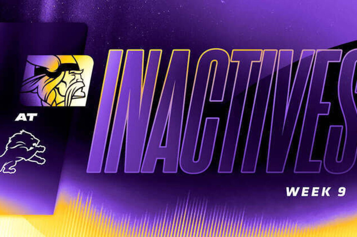 Vikings vs. Lions Inactives for Week 9 of 2025