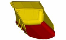 A drawing of the Ultima truck body. The V-profile floor channels the load to the centre of the tray.