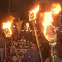 West Bengal: BJP workers hold torchlight rally in Siliguri against atrocities on Hindus in Bangladesh