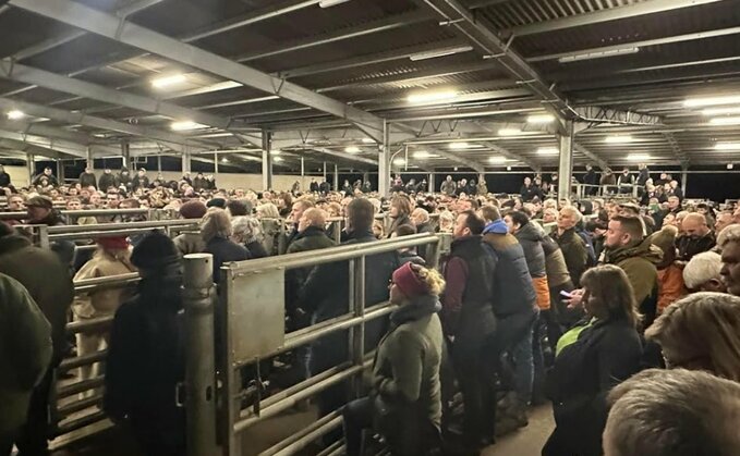 Farmers holding a public meeting at Welshpool Livestock Market to discuss the future of Welsh agriculture (Gareth Wyn Jones)