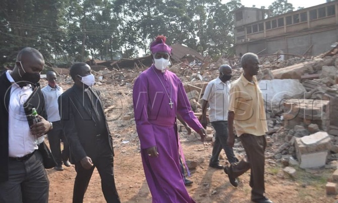 Archbishop Kaziimba tours demolished church in Ndeeba