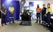  Rick Radcliffe, Northern Star maintenance manager Denis Sucur, RCT field service technician Josh Snare and Northern Star’s Justin Dean and Ben Mangan witness the trial at the WA School of Mines.