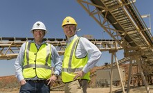 Doray managing director Allan Kelly (left) with Western Australia mines minister Sean L'Estrange at Deflector