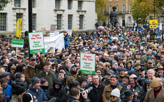 "Tenant farmers face the stark reality their landlord may well be forced to evict them," says Baroness Kate Rock at London farmer rally