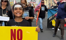 A group of First Nations supporters marched on the NSW parliament house today to express their opposition to Santos' plans