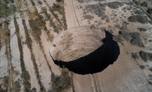  The sinkhole near Lundin Mining's Candelaria mine in Chile