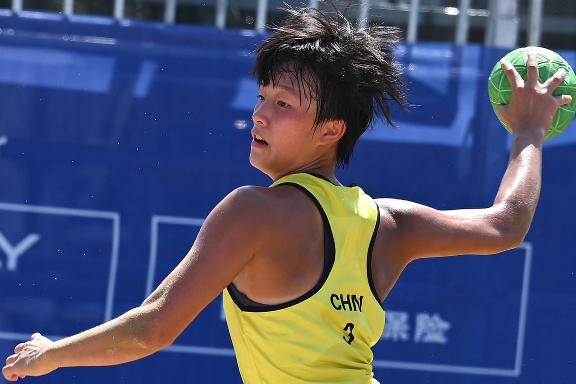 (SP)CHINA-CHENGDU-THE WORLD GAMES 2025-BEACH HANDBALL-WOMEN'S 5TH PLACE MATCH-POR VS CHN (CN)