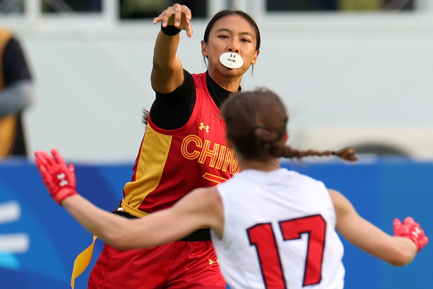 (SP)CHINA-CHENGDU-THE WORLD GAMES 2025-FLAG FOOTBALL-WOMEN'S PRELIMINARY ROUND-CHN VS CAN (CN)