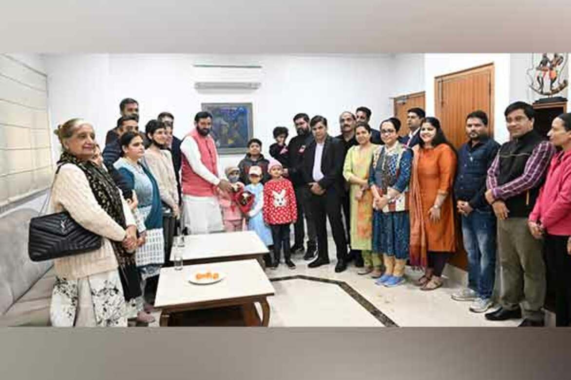 Haryana CM Saini spends time with children suffering with cancer on Child Cancer Awareness Day