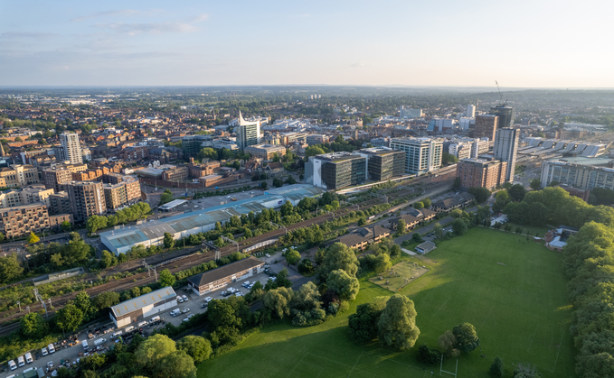 Aerial view of the downtown Reading (Credit: ahei on iStock)