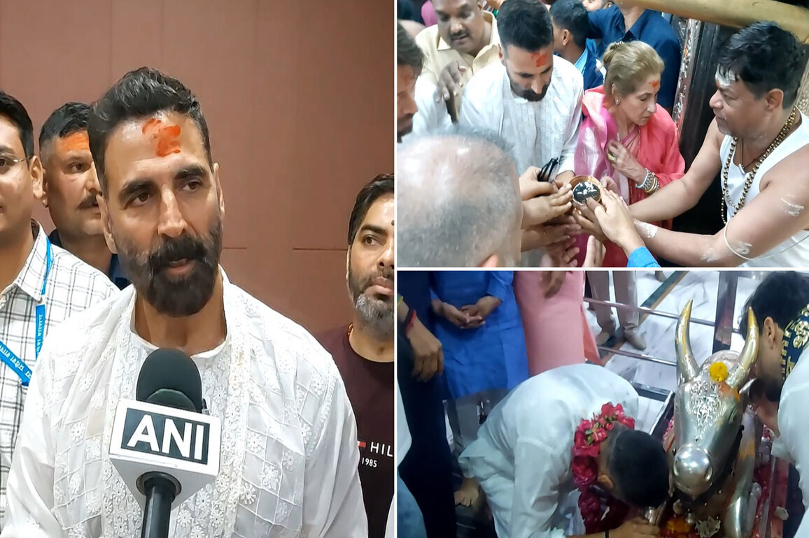 Akshay Kumar visits Mahakaleshwar Temple with mother-in-law Dimple Kapadia ahead of 'Bhooth Bangla' release