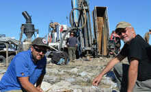 Nevada Zinc CEO Bruce Durham (right) awaits the latest drill assays