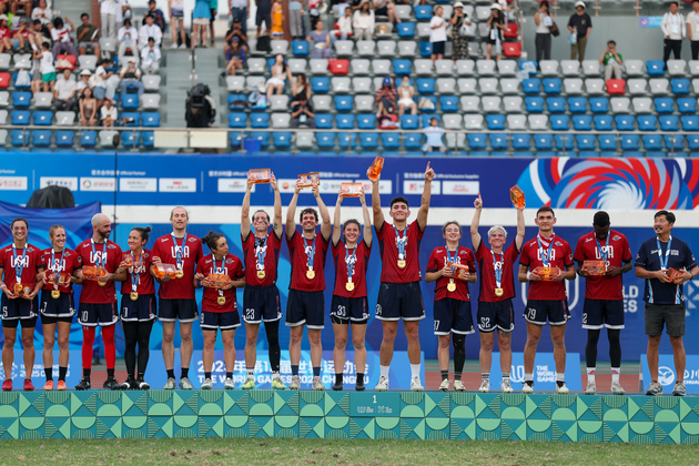 (SP)CHINA-CHENGDU-THE WORLD GAMES 2025-ULTIMATE FLYING DISC-MIXED-VICTORY CEREMONY(CN)