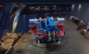 IQIP’s new FPUT3500 being loaded out for deployment at the Inch Cape Offshore Wind Farm in the Scottish North Sea