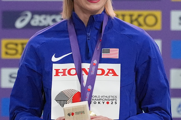 (SP)JAPAN-TOKYO-ATHLETICS-WORLD ATHLETICS CHAMPIONSHIPS-WOMEN'S POLE VAULT-AWARDING CEREMONY