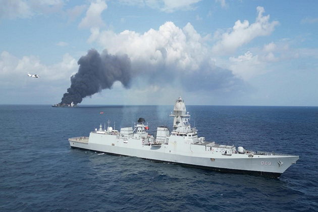 Singapore-flagged container ship MV Wan Hai 503 catches fire; Indian Navy rescues 18, four remain missing