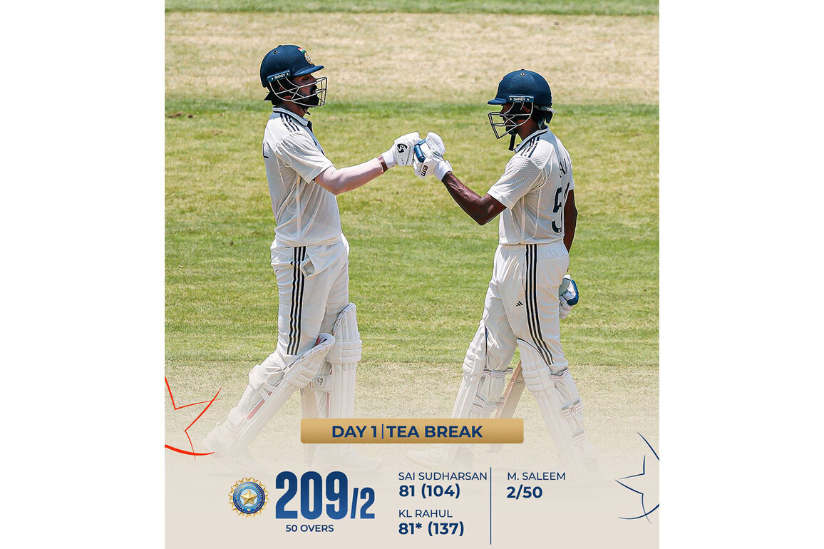 Sudharsan misses ton but India in control vs AFG at 209/2 after second session on Day 1