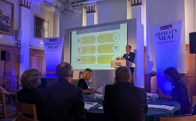 Will Surman, agriculture, food and drink attaché at the British Embassy in Washington, speaking at the AHDB conference