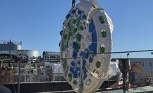 The cutterhead for the TBM Mary being lowered into place, ready for work to begin on the Potomac River Tunnel Project