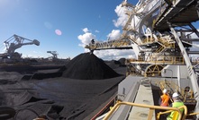 The protester entered the Kooragang Island terminal of the Port of Newcastle with a bike before scaling and locking on to a stacker reclaimer.