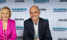 Collette Burke, interim CEO of Marinus Link and Patrick Hill, president Global Operations at Jacobs sign the new agreement.