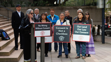 Xatśūll First Nation protests the Mount Polley expansion.