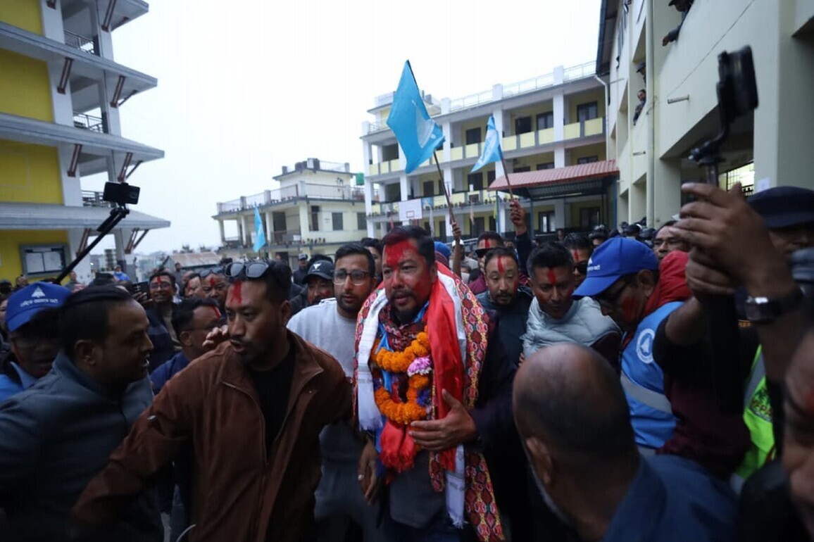 Celebration across Nepal as Balen's party claims "two-thirds majority" in parliamentary polls