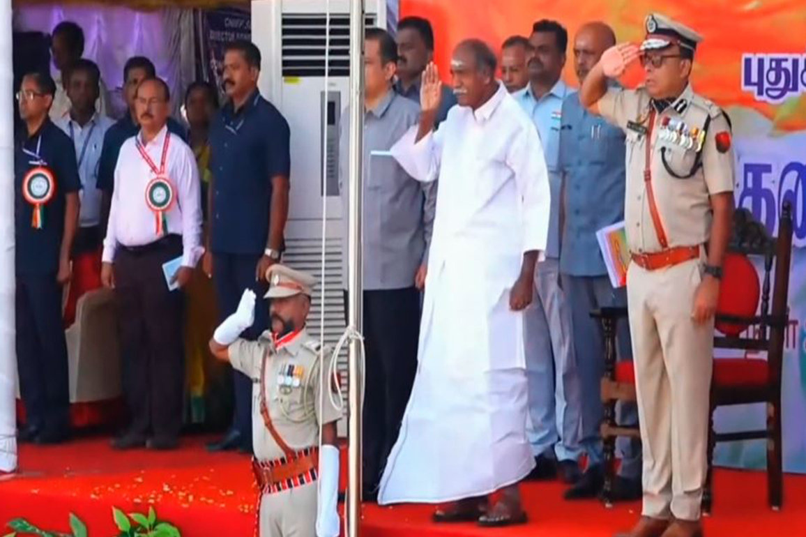 Puducherry celebrates Liberation Day, CM Rangasamy hoists national flag