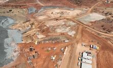 Aerial view of the construction progress at the Bellevue Gold Processing facility (looking East)