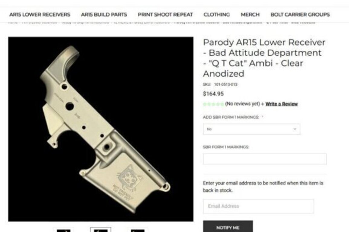 Cutie cat AR-15 parody products spur lawsuit