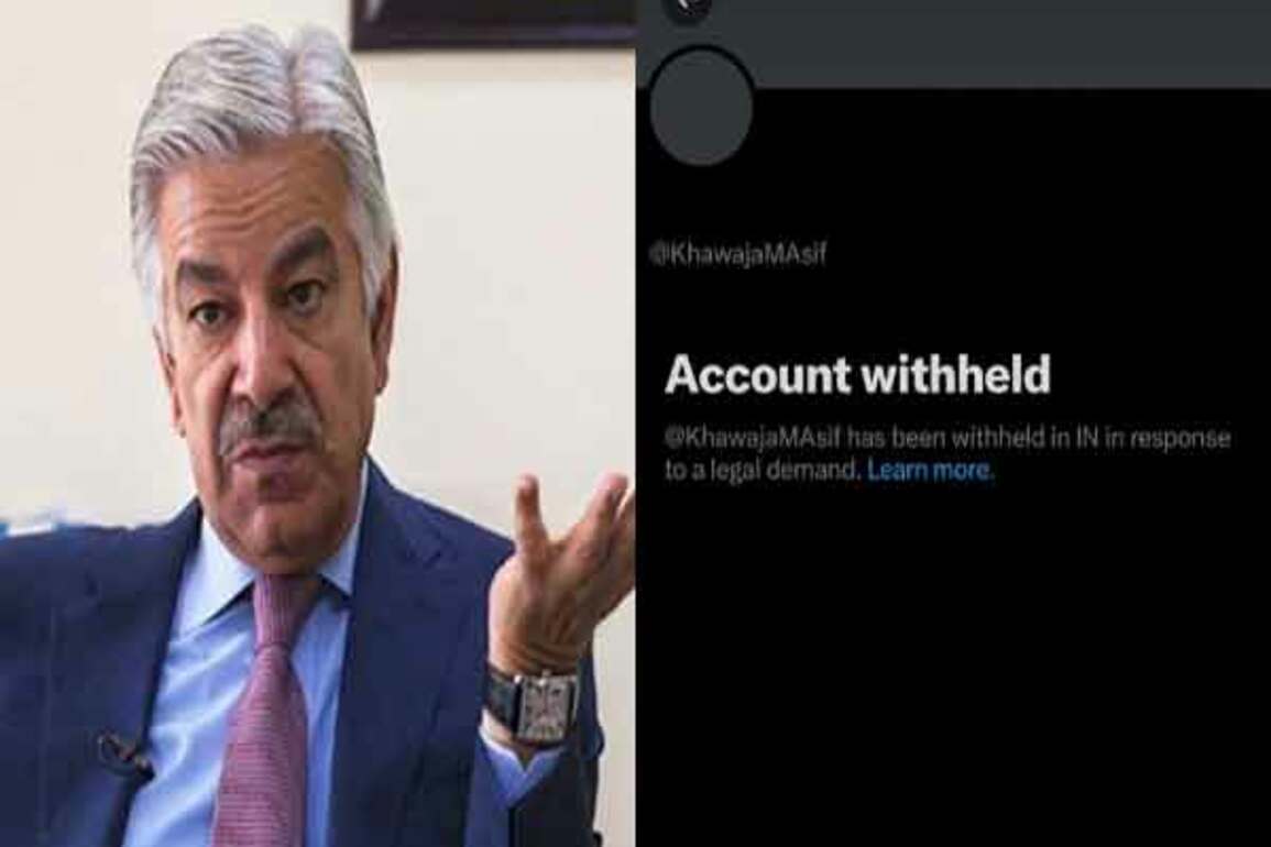 Pakistan Defence Minister's 'X' account withheld in India