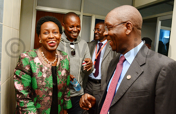 inister akiwala and the ministry of gender labour and social development permanent secretary ius igirimana chat with journalists outside her office hoto by ddie sejjoba